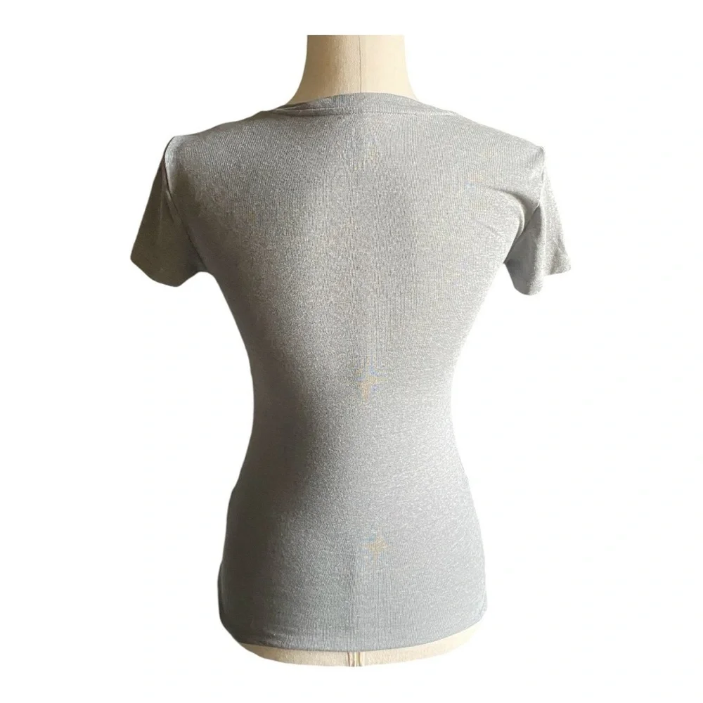 J. CREW-GRAY V NECK TEE-SIZE XXS